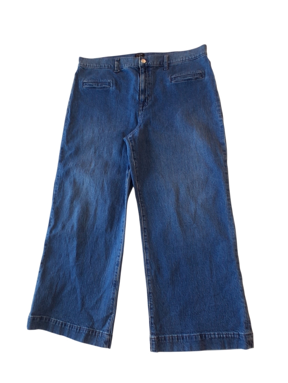 J. Crew Factory Wide Leg Crop Jeans Plus Sz 32 Blue Denim